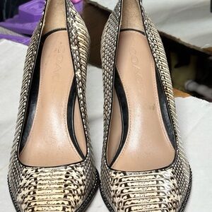 Coach Cream Snake-Embossed Heels